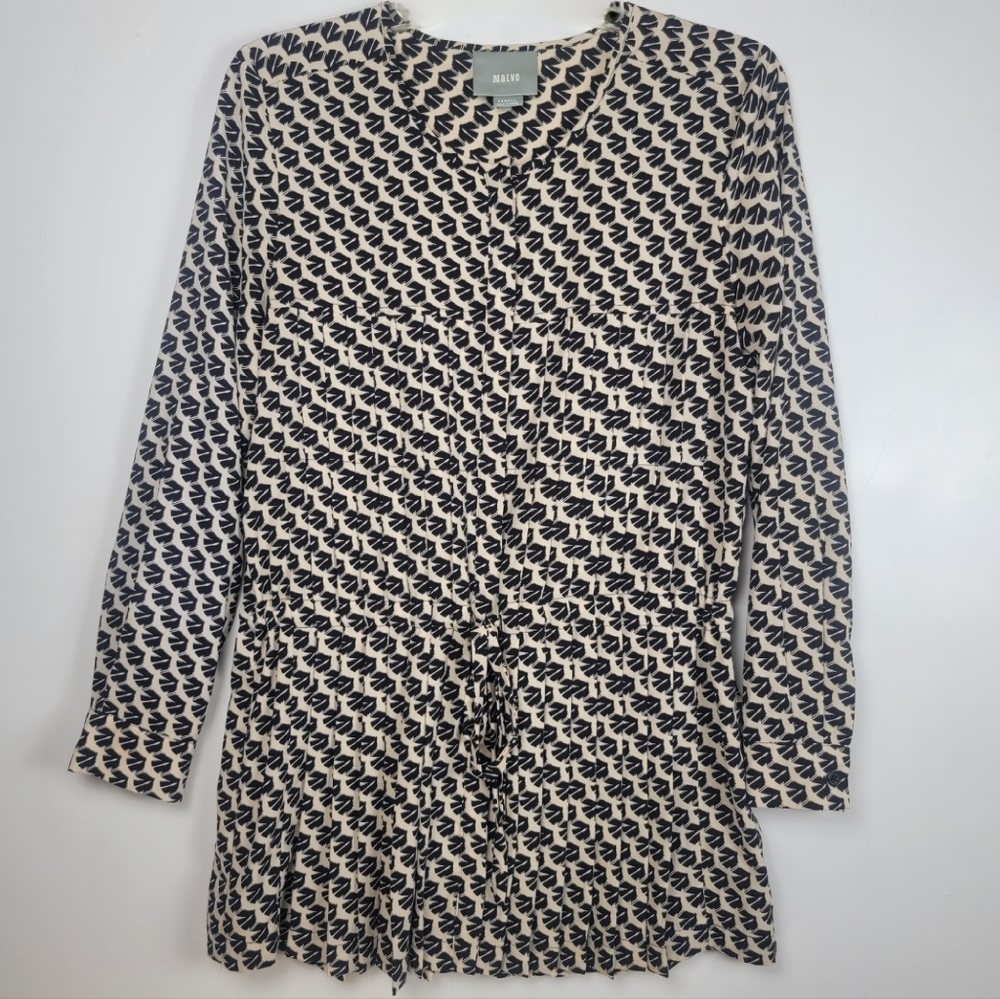 Anthropologie Maeve Selva Drop Waist Tie Pleated Tunic Blouse, EUC, size XS